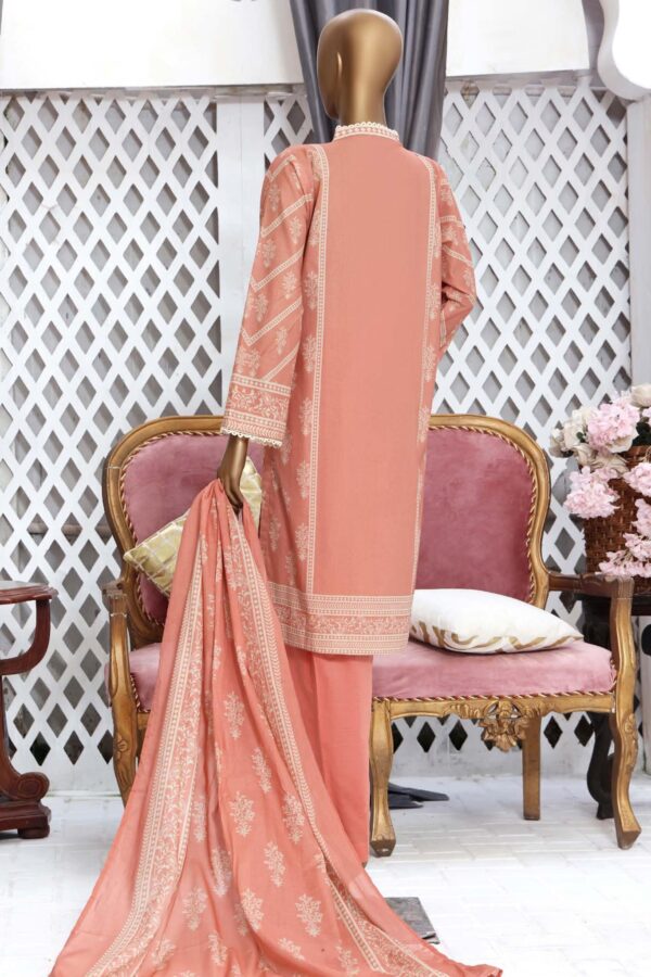 Bin Saeed Stitched 3 Piece Printed Cotton Collection Peach - Image 2