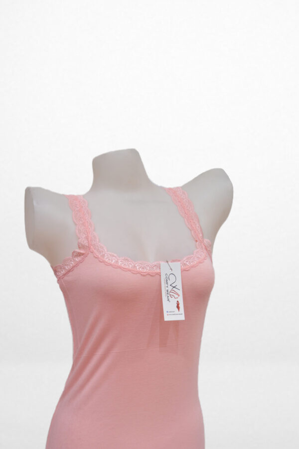 Ladies' Seamless Racerback Lace Tank Top - Hot Pink - Image 2