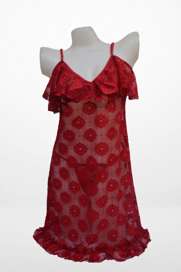 Western Style Net Ladies Nighty Dress Red color