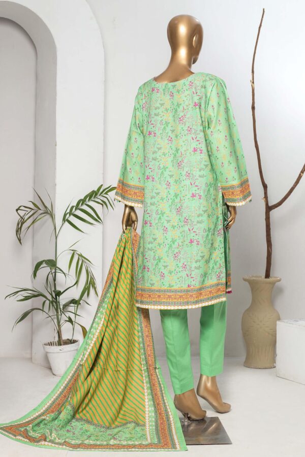 Bin Saeed Stitched 3 Piece Printed Khaddar Collection 2022-Green - Image 2