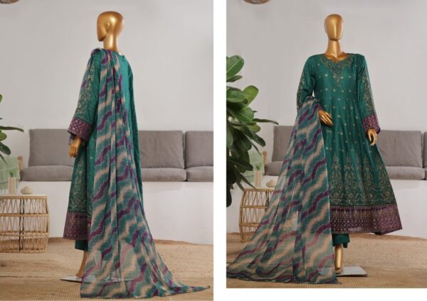 BIN SAEED EXCLUSIVE LUXURY JACQUARD FESTIVE FROCK 3PC COLLECTION - Image 2