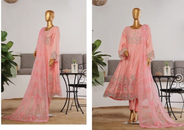 BIN SAEED EXCLUSIVE LUXURY JACQUARD FESTIVE FROCK 3PC COLLECTION - Image 2