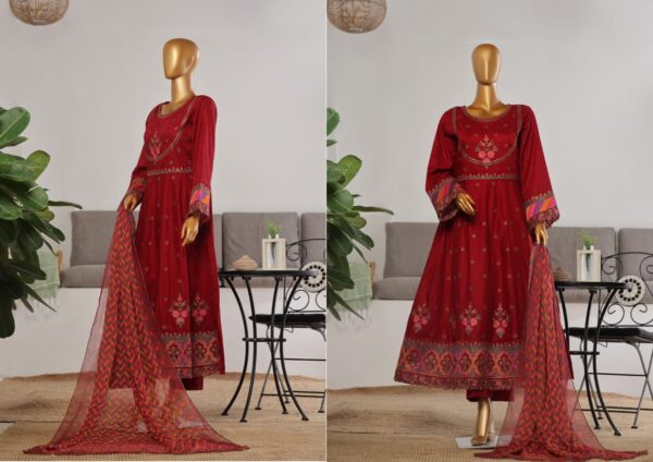 BIN SAEED EXCLUSIVE LUXURY JACQUARD FESTIVE FROCK 3PC COLLECTION - Image 2