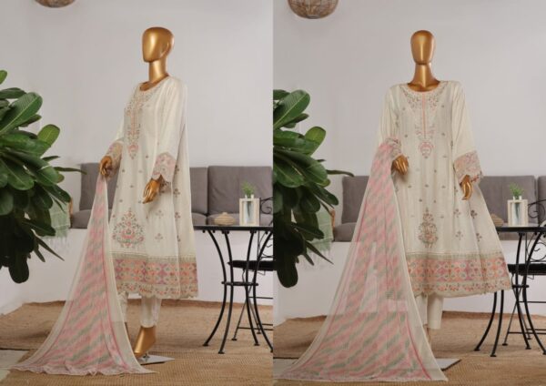 BIN SAEED EXCLUSIVE LUXURY JACQUARD  FESTIVE FROCK 3PC COLLECTION - Image 2