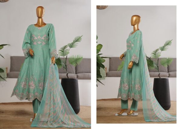 BIN SAEED EXCLUCIVE LUXURY JACQUARD FESTIVE FROCK 3PC COLLECTION - Image 2