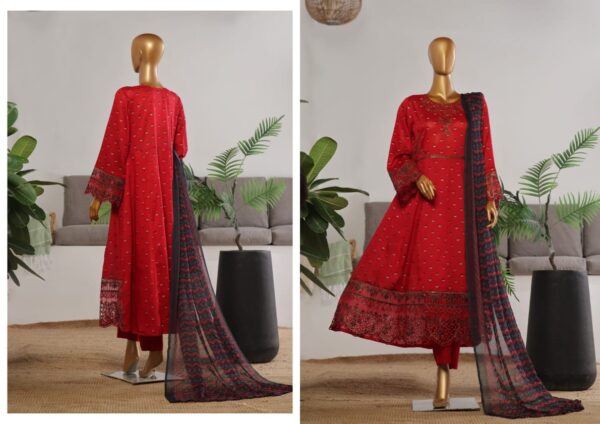 BIN SAEED EXCLUSIVE LUXURY JACQUARD FESTIVE FROCK 3PC COLLECTION - Image 2