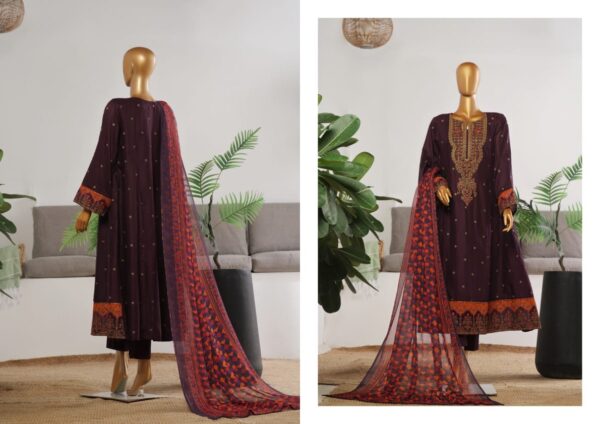 BIN SAED EXCLUSIVE LUXURY JACQUARD FESTIVE FROCK 3PC COLLECTION - Image 2