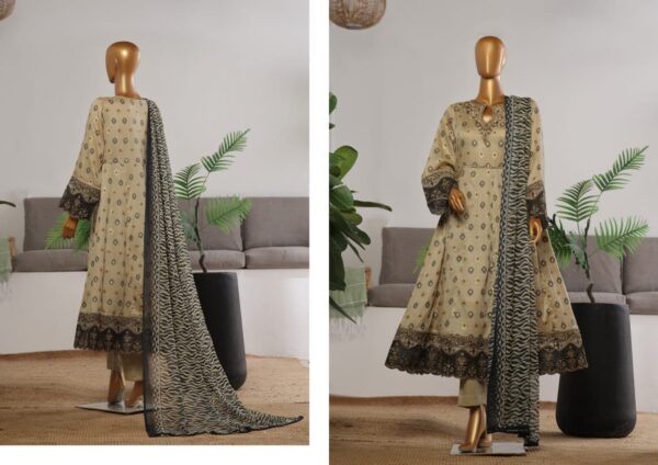 BIN SAEED EXCLUSIVE LUXURY JACQUARD FESTIVE FROCK 3PC COLLECTION - Image 2