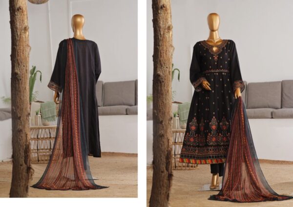 BIN SAEED EXCLUSIVE LUXURY JACQUARD FESTIVE FROCK 3PC COLLECTION - Image 2