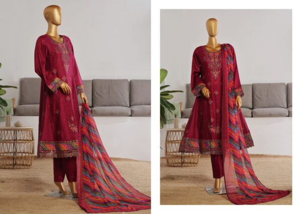 BIN SAEED EXCLUSIVE  LUXURY JACQUARD FESTIVE FROCK 3PC COLLECTION - Image 2