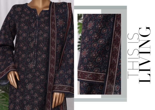 Bin Saeed 3pc Printed Khaddar - Image 3