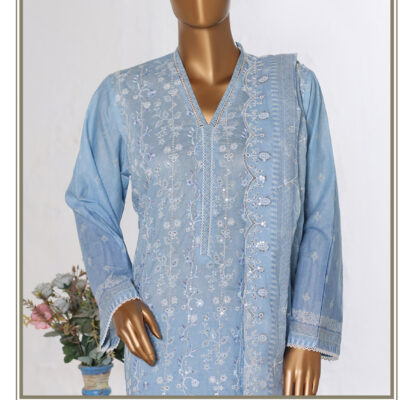 Bin Saeed 3PC Lawn Chikankari & Cutwork Embroidered Suit