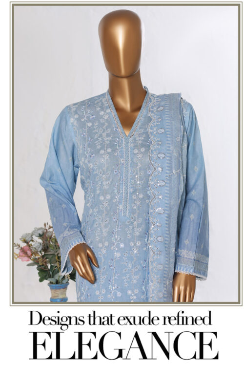 Bin Saeed 3PC Lawn  Chikankari & Cutwork Embroidered Suit