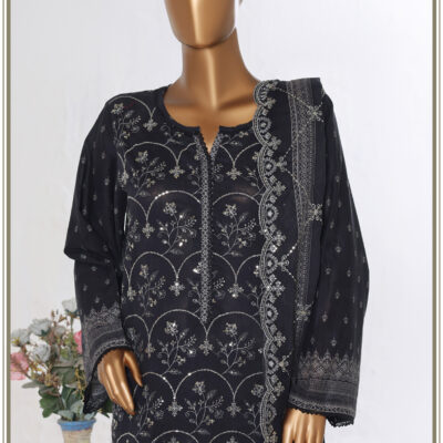 Bin Saeed 3PC Lawn Chikankari & Cutwork Embroidered Suit