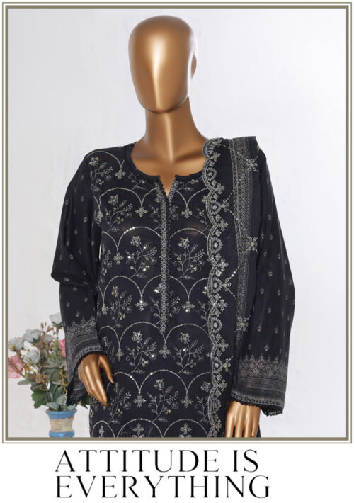 Bin Saeed 3PC Lawn  Chikankari & Cutwork Embroidered Suit