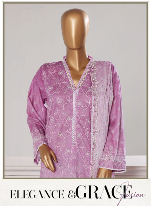 3 Piece Premium Lawn Suit  Chikankari & Embroidery Work