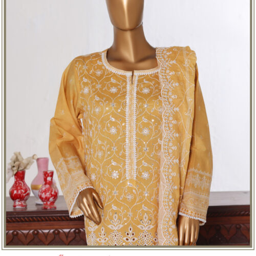 Bin Saeed 3PC Lawn Chikankari & Cutwork Embroidered Suit