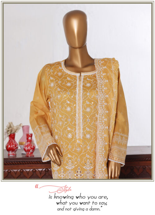 Bin Saeed 3PC Lawn Chikankari & Cutwork Embroidered Suit