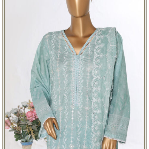 Bin Saeed 3PC Lawn Chikankari & Cutwork Embroidered Suit