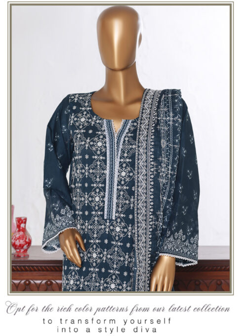Bin Saeed 3PC Lawn Chikankari & Cutwork Embroidered Suit