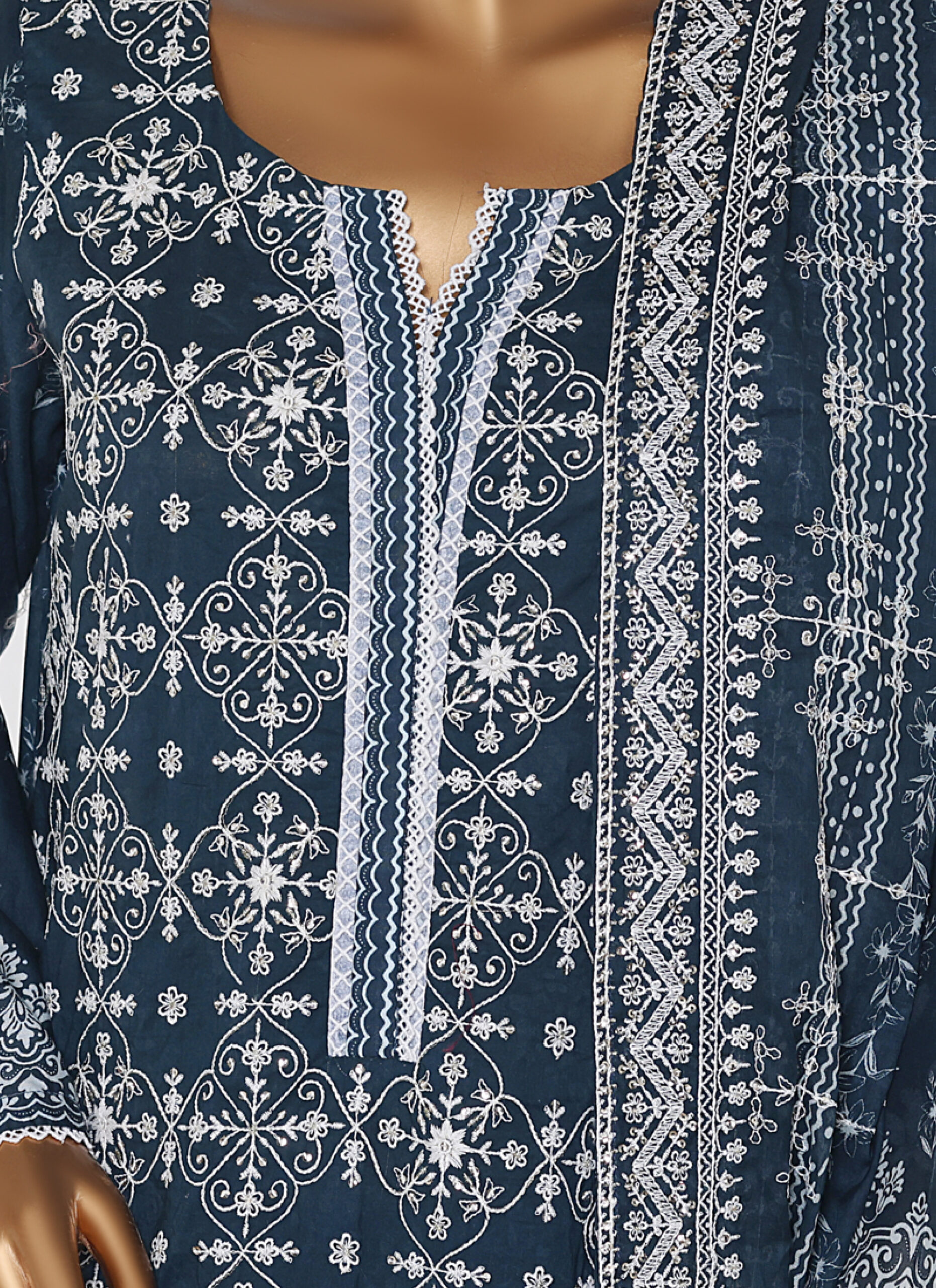 Bin Saeed 3PC Lawn Chikankari & Cutwork Embroidered Suit - Image 2