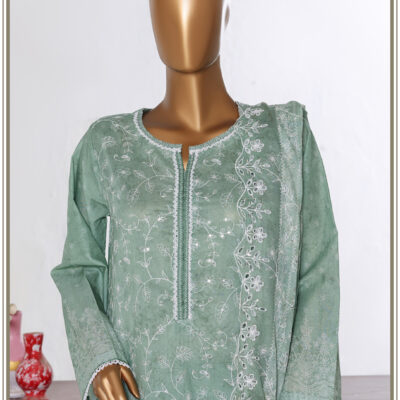 Bin Saeed 3PC Lawn Chikankari & Cutwork Embroidered Suit