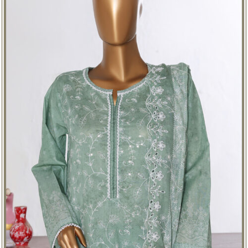 Bin Saeed 3PC Lawn Chikankari & Cutwork Embroidered Suit