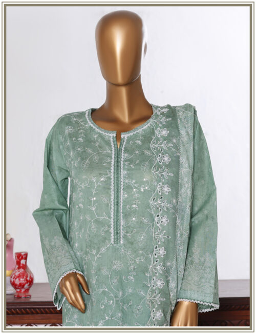 Bin Saeed 3PC Lawn Chikankari & Cutwork Embroidered Suit