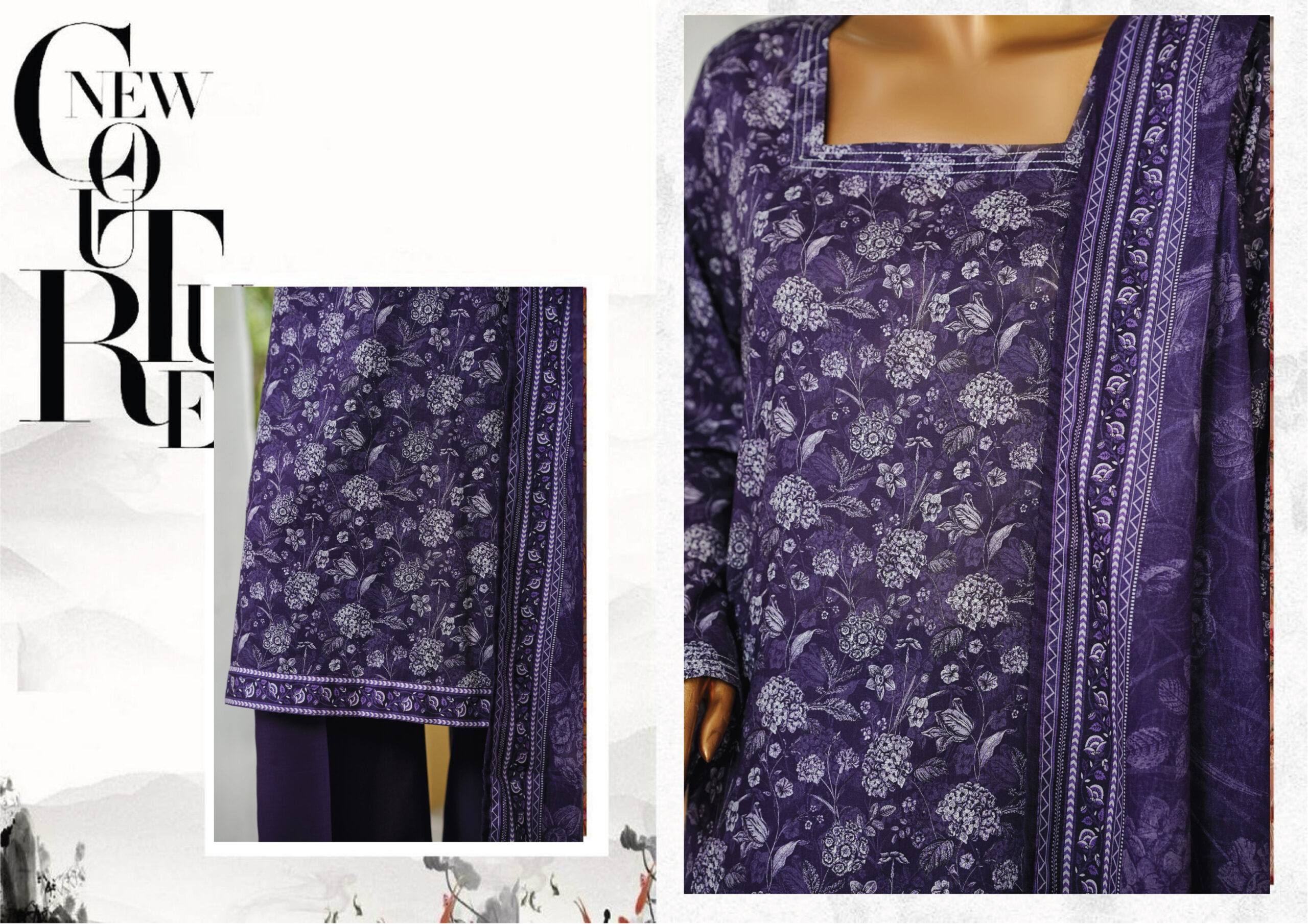 Bin Saeed 3PC Printed Lawn Suit - Image 2