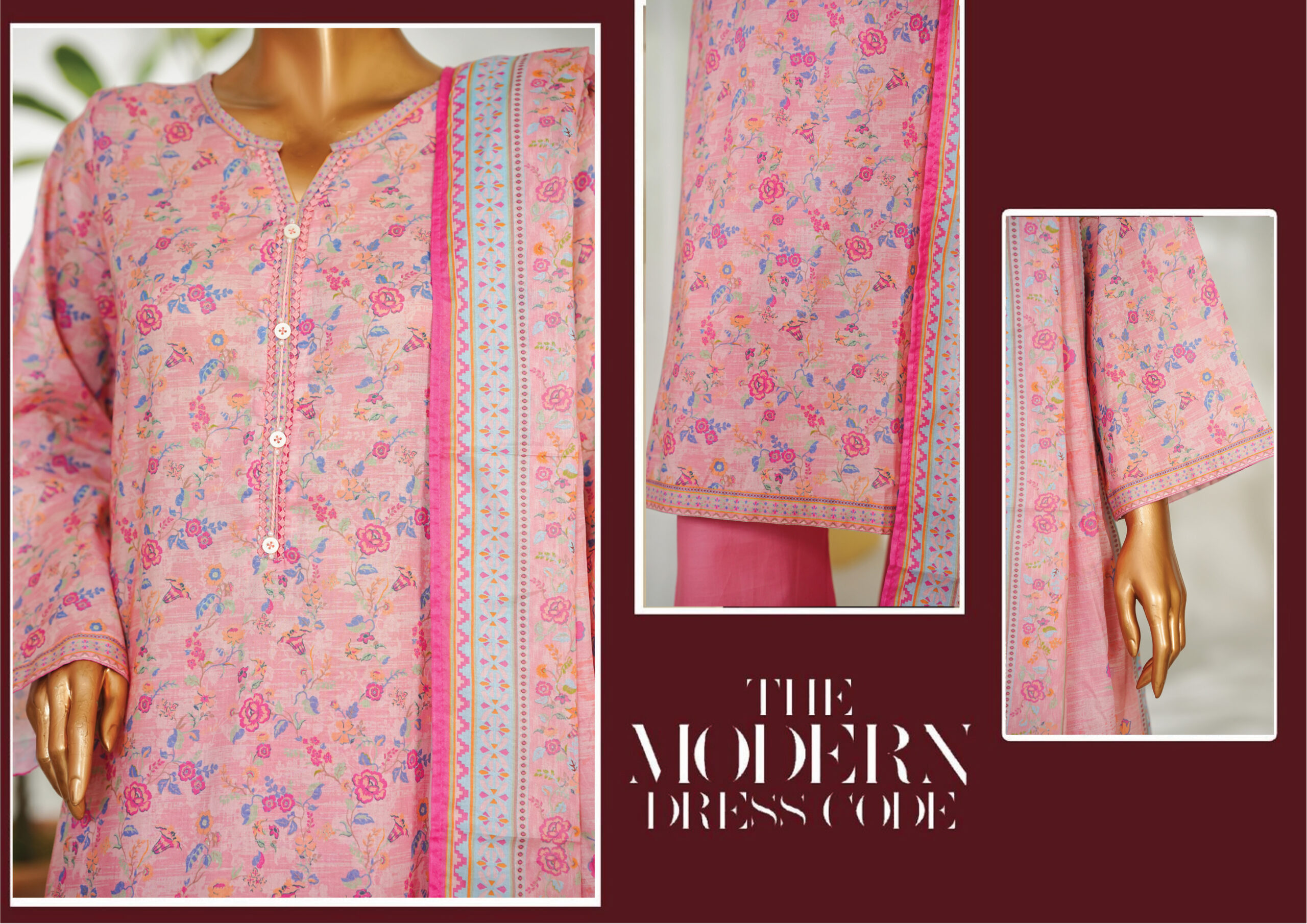 Bin Saeed 3PC Printed Lawn Suit - Image 3