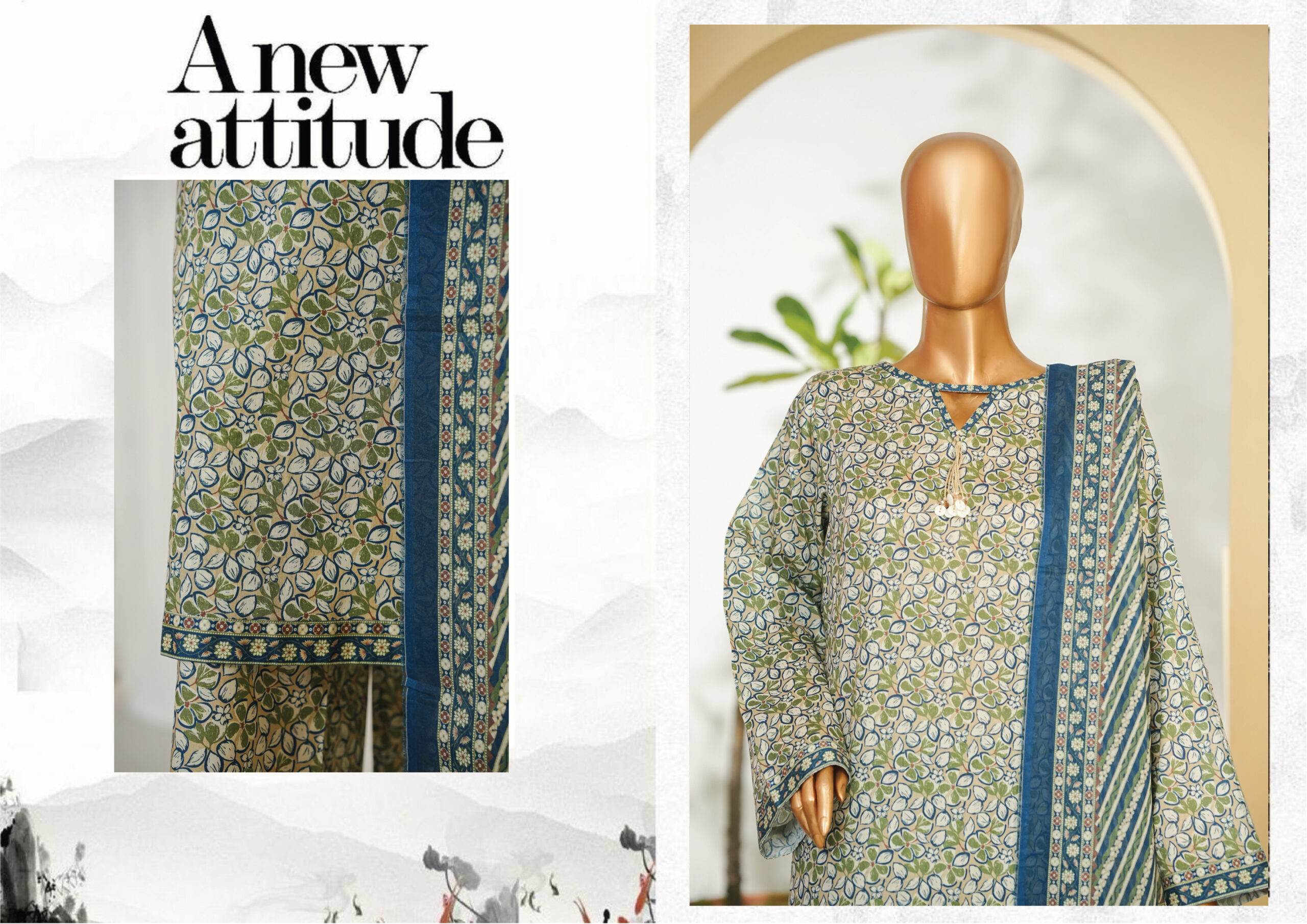 Bin Saeed 3PC Printed Lawn Suit - Image 2