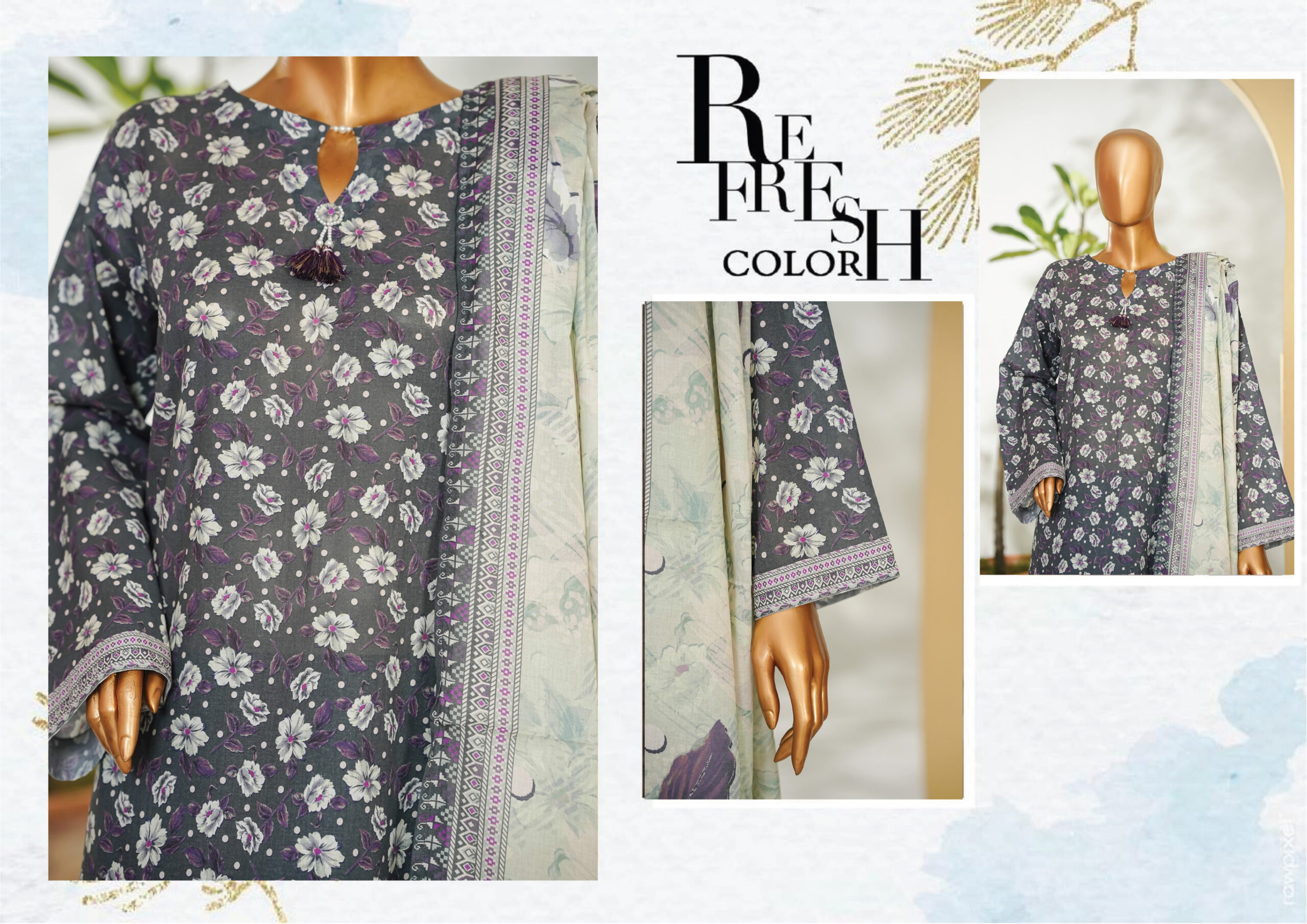 Bin Saeed 3PC Printed Lawn Suit - Image 2