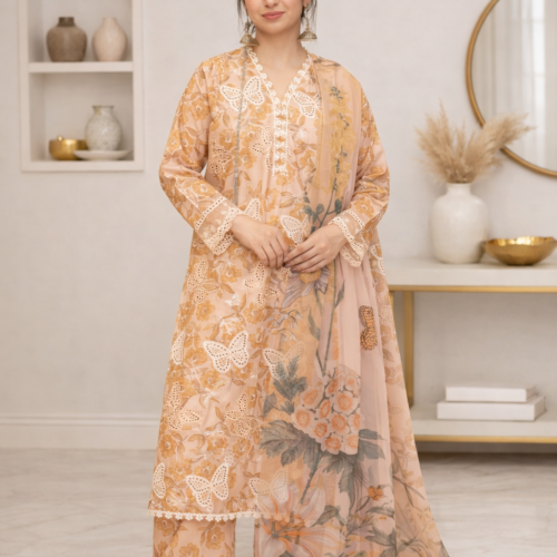 Comfywear 3pc cotton lawn EMB